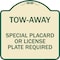 Signmission Tow-Away Special Placard or License Plate Required Heavy-Gauge Aluminum Sign, 18" H, TG-1818-22796 A-DES-TG-1818-22796 - alternate 1